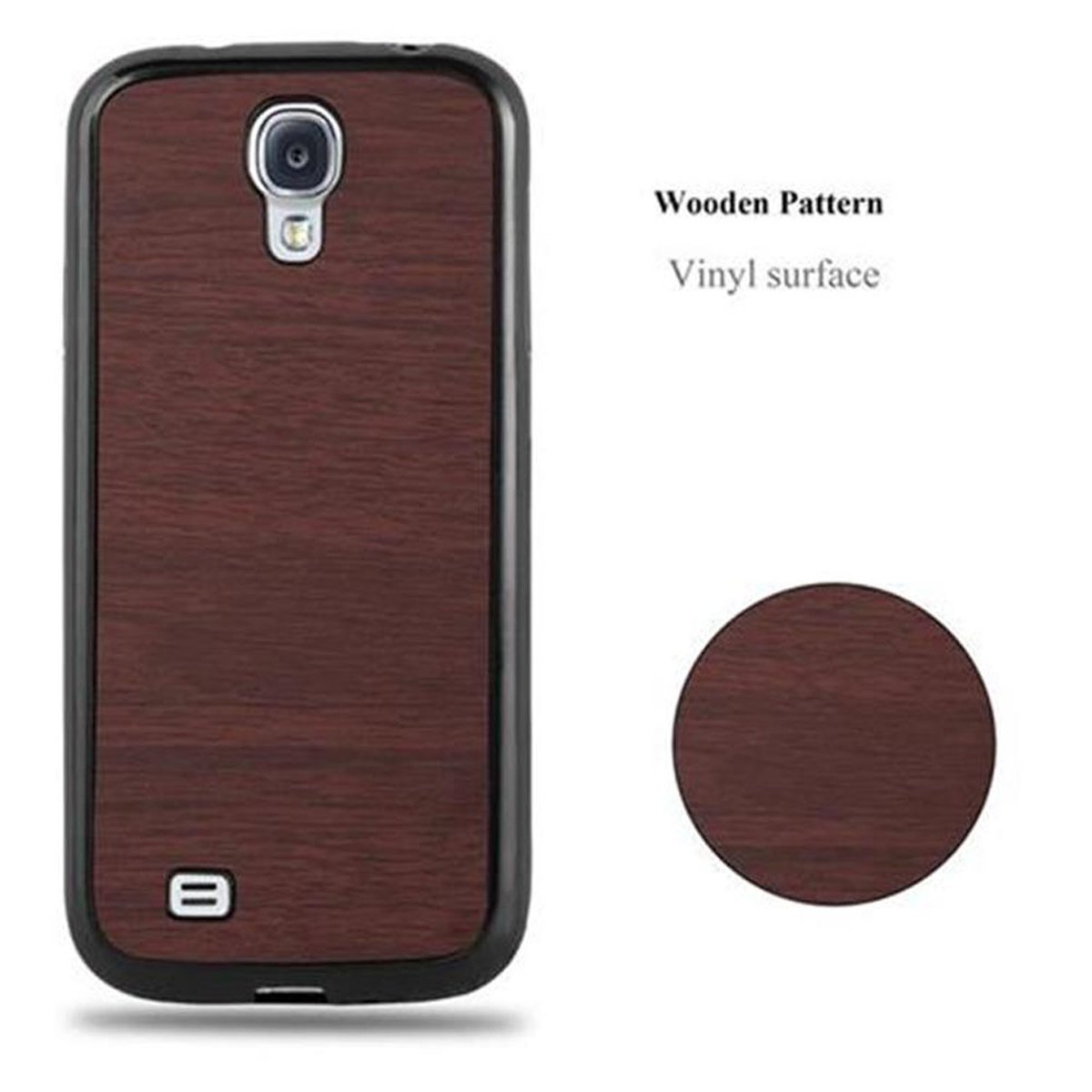 CADORABO TPU Wooden WOODEN Galaxy Schutzhülle, S4, KAFFEE Backcover, Samsung