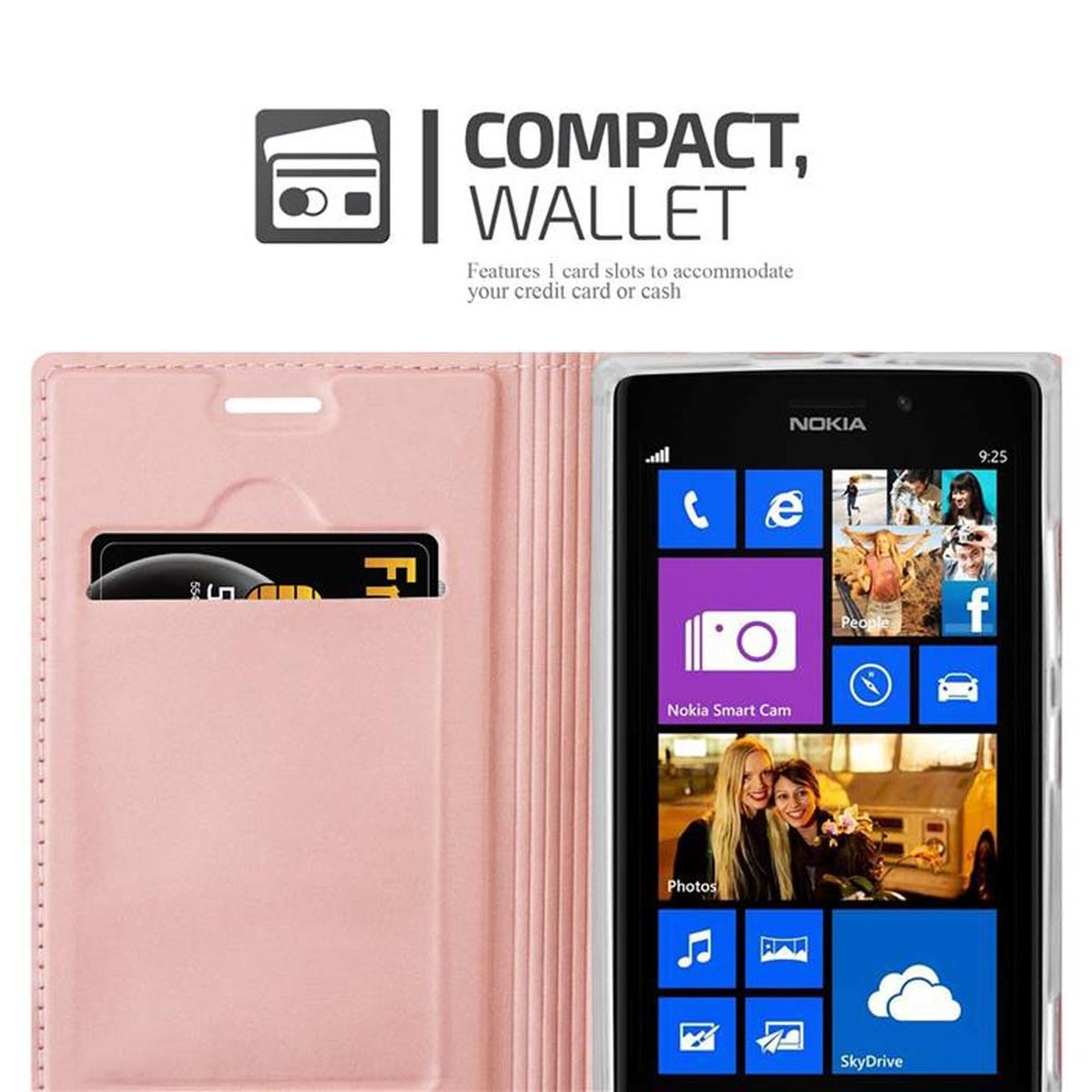 Lumia CLASSY GOLD 925, Bookcover, Style, Handyhülle ROSÉ Classy Book Nokia, CADORABO