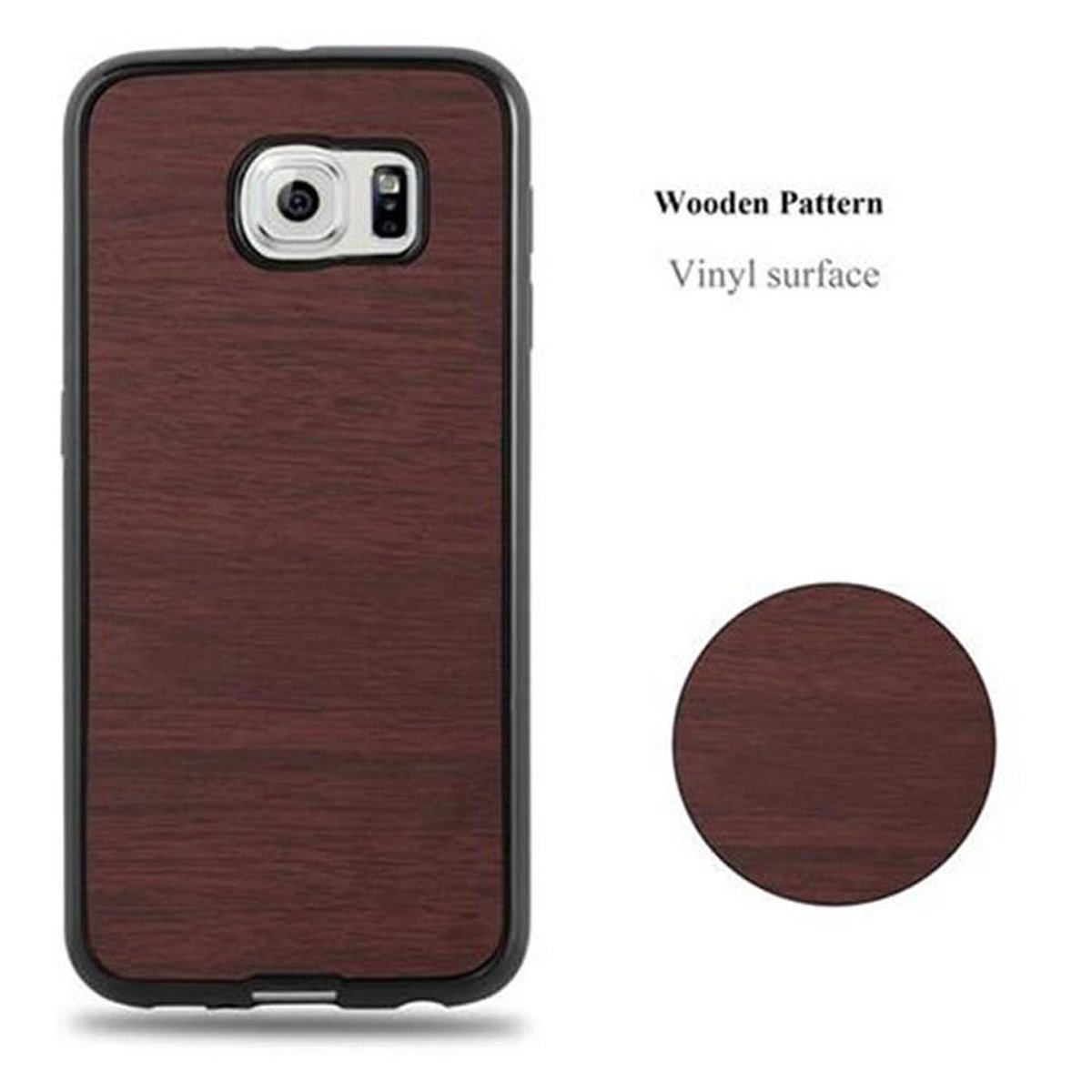 CADORABO TPU Wooden KAFFEE Galaxy Schutzhülle, Backcover, S6, WOODEN Samsung