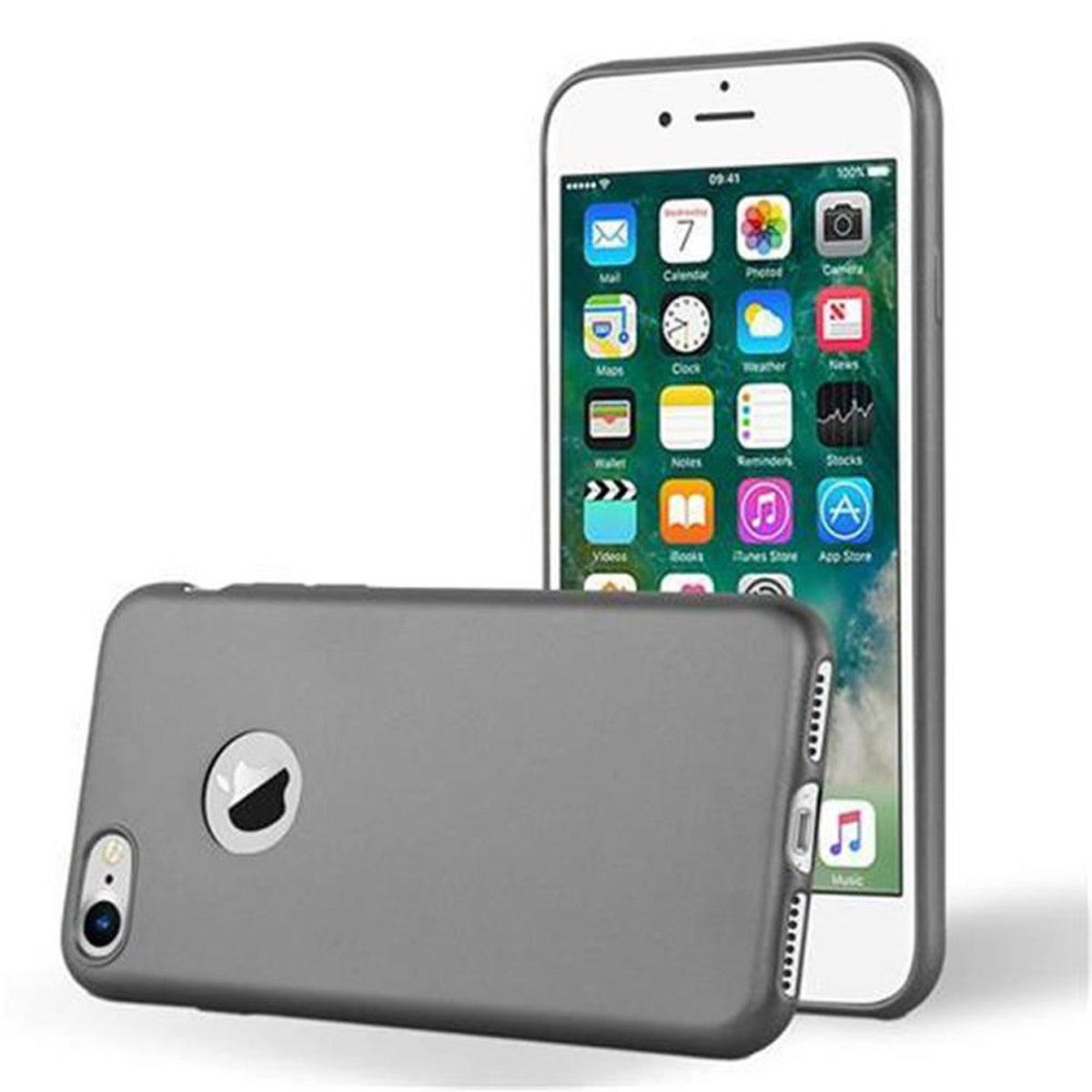 TPU / Apple, Metallic / 8 7S / CADORABO 2020, iPhone Backcover, METALLIC SE Hülle, GRAU 7 Matt