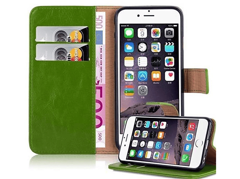 CADORABO Hülle iPhone Style, 6S, Bookcover, 6 GRÜN GRAS / Book Apple, Luxury