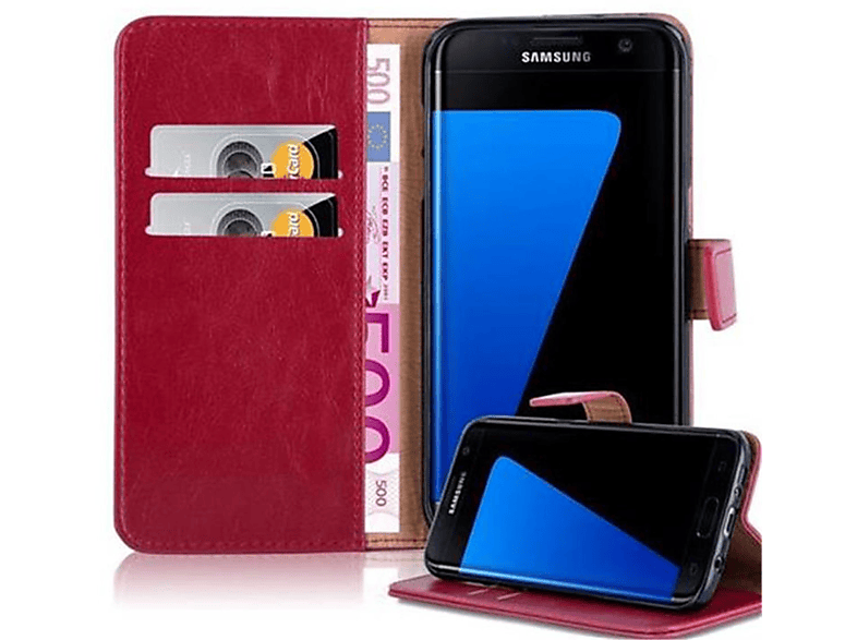 CADORABO Hülle Luxury Book Style, Bookcover, Samsung, Galaxy S7 EDGE, WEIN ROT