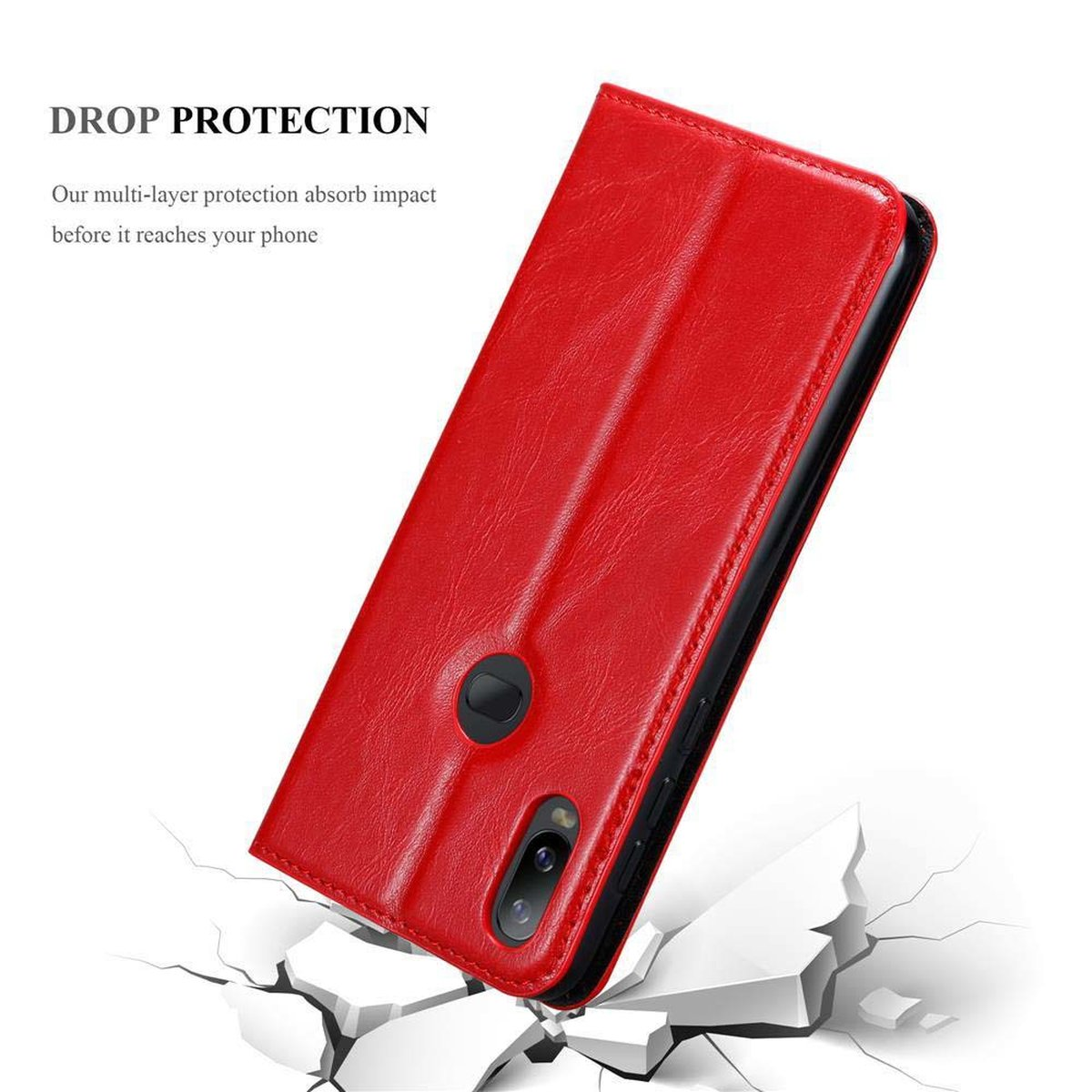ROT A6s, Bookcover, Samsung, Invisible Magnet, Hülle Book CADORABO Galaxy APFEL