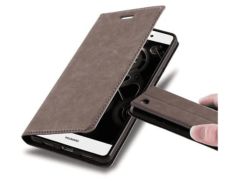 CADORABO Book Hülle Invisible Bookcover, 2015, P8 Magnet, LITE BRAUN KAFFEE Huawei