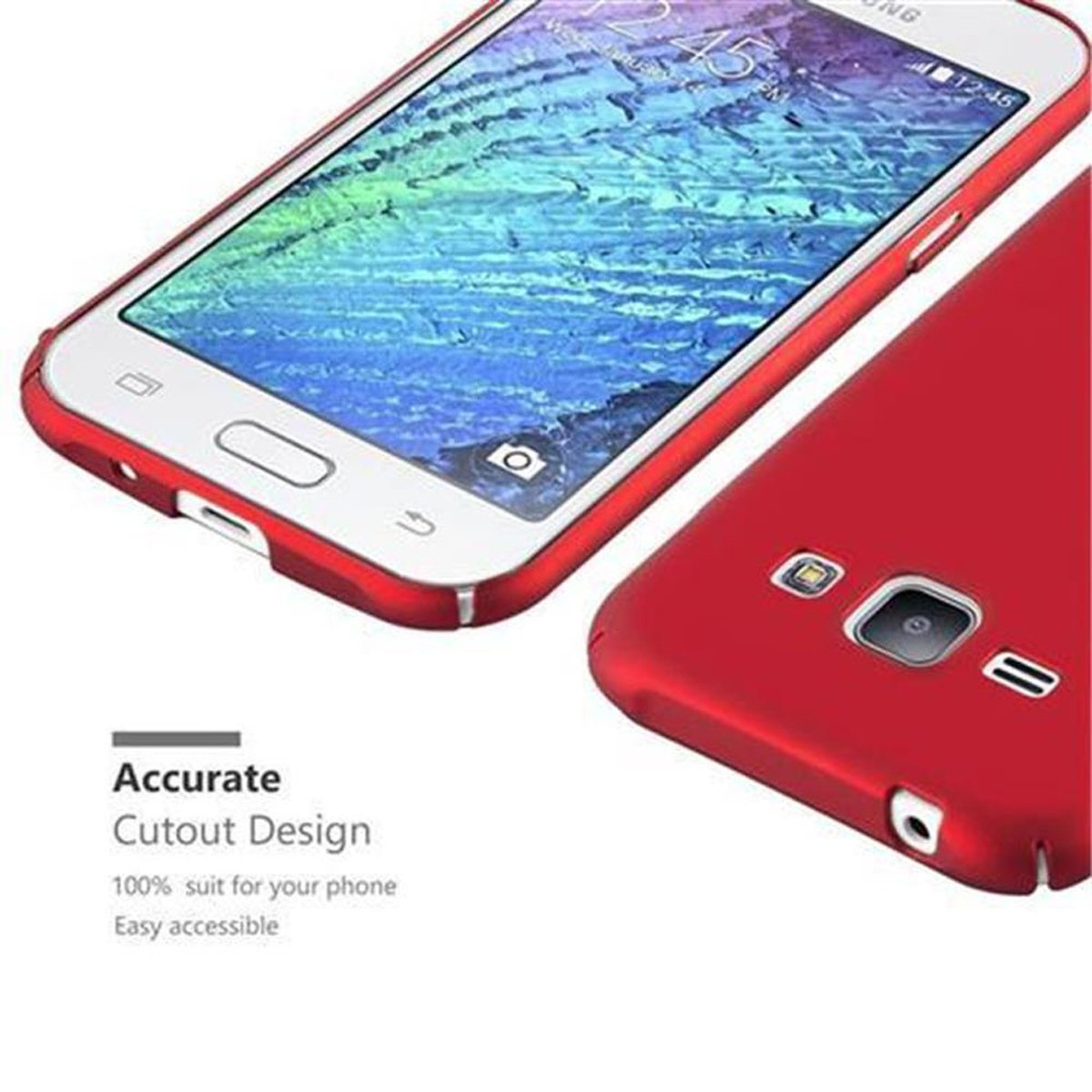 CADORABO Hülle METALL Matt Metall im J1 Style, Galaxy Backcover, 2015, Samsung, ROT Case Hard