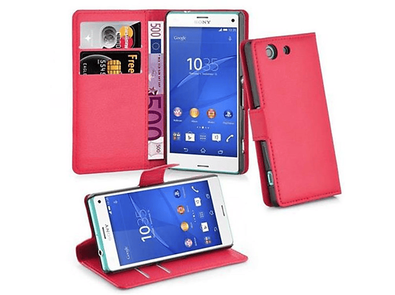 Xperia Book Standfunktion, Hülle ROT CADORABO Bookcover, Sony, COMPACT, Z3 KARMIN