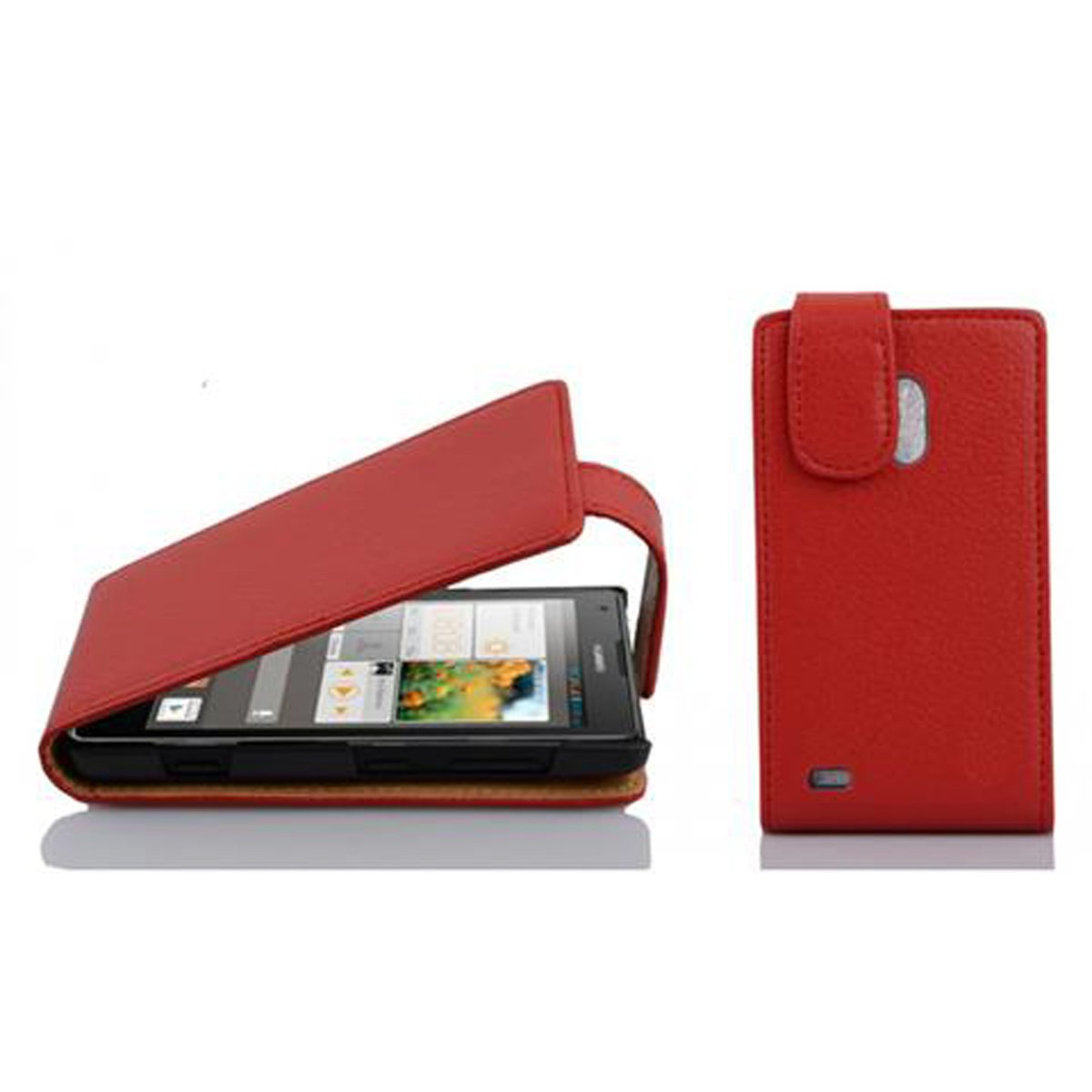 Flip Cover, ASCEND ROT Huawei, Flip CADORABO Style, Schutzhülle G700, INFERNO im