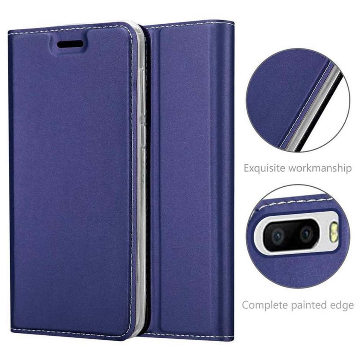 CADORABO Handyhülle 6 PLUS, Honor, Book DUNKEL Bookcover, Style, Classy BLAU CLASSY