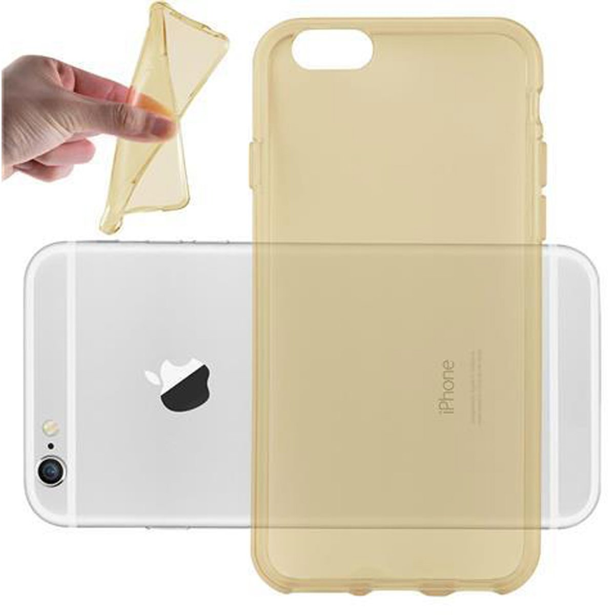 CADORABO TPU Ultra Slim 6 GOLD Schutzhülle, Backcover, Apple, 6S, TRANSPARENT / AIR iPhone
