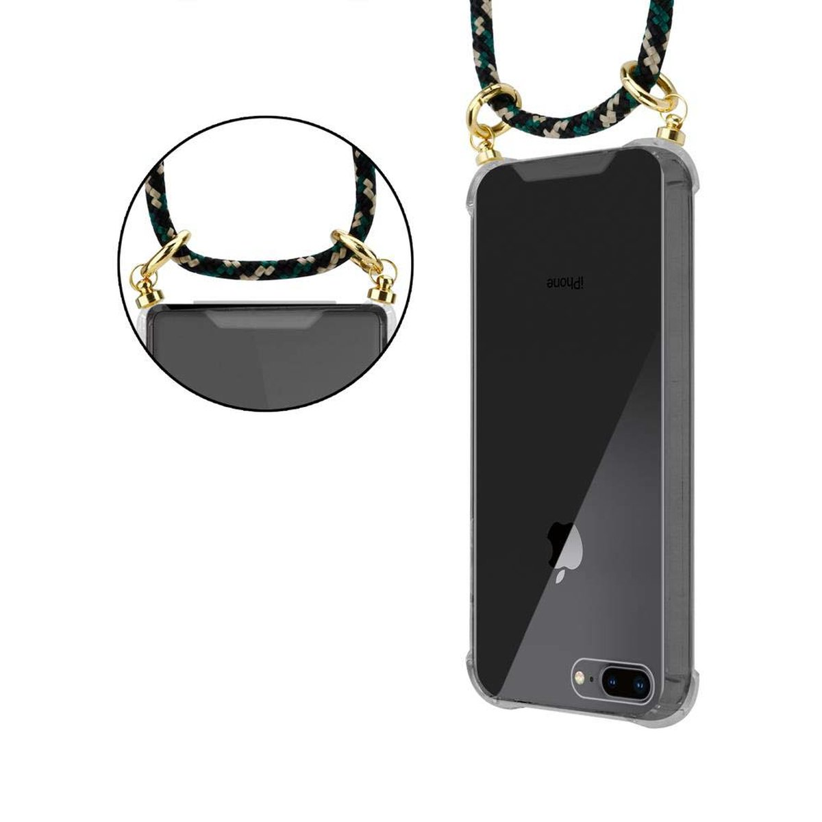 8 Handy Band Kordel 7S iPhone CADORABO Kette Gold CAMOUFLAGE Apple, Hülle, 7 PLUS / abnehmbarer / PLUS mit Backcover, und PLUS, Ringen,