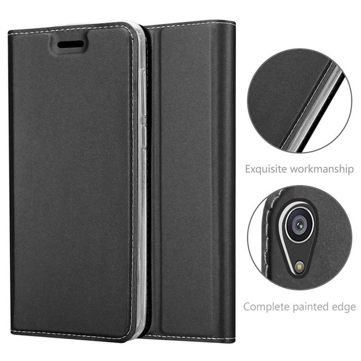 SCHWARZ Style, Book Z5 Xperia Handyhülle Classy CADORABO CLASSY Sony, Bookcover, PREMIUM,