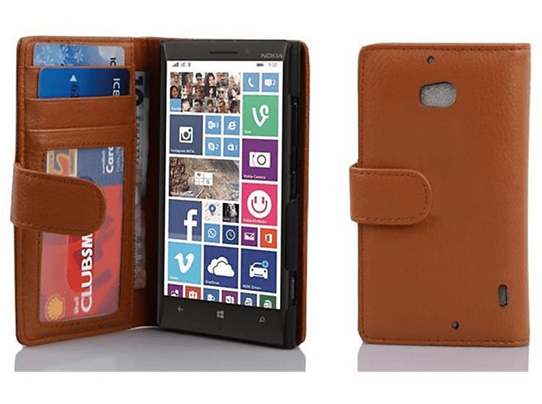 Kartenfach BRAUN 930, CADORABO COGNAC Bookcover, Lumia Book mit Nokia, Hülle / Standfunktuon, 929