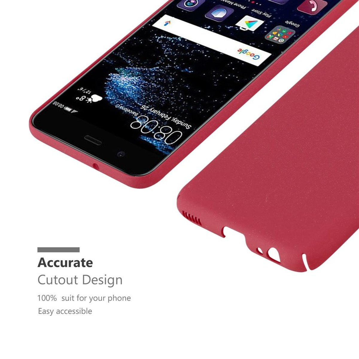 Backcover, Huawei, im ROT FROSTY P10, CADORABO Hard Frosty Hülle Style, Case