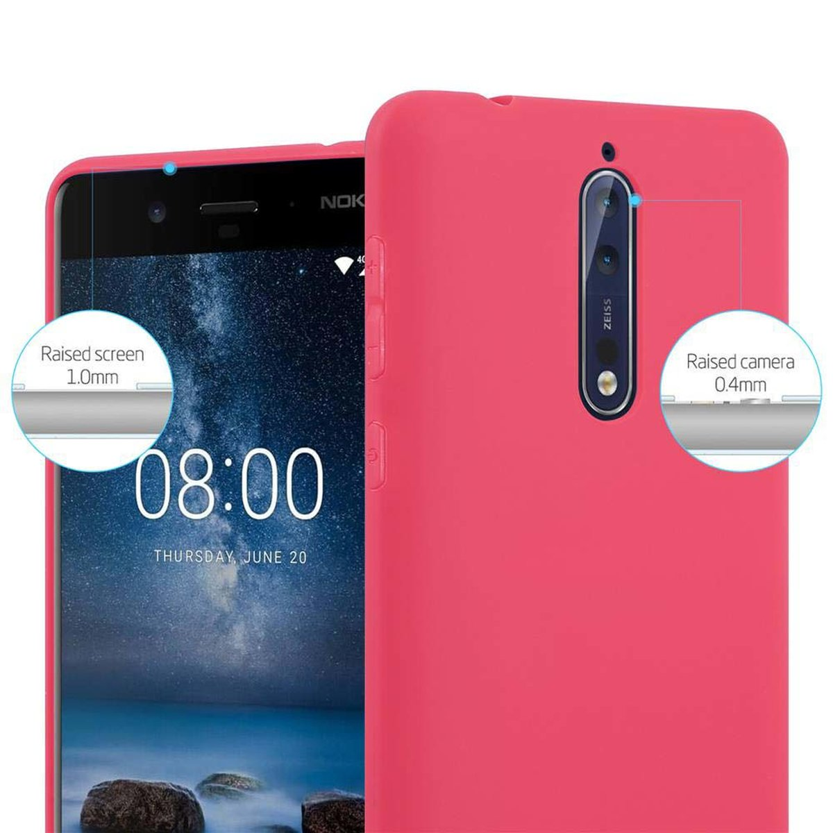 CADORABO Backcover, Candy Hülle CANDY TPU im 8 ROT Style, 2017, Nokia,