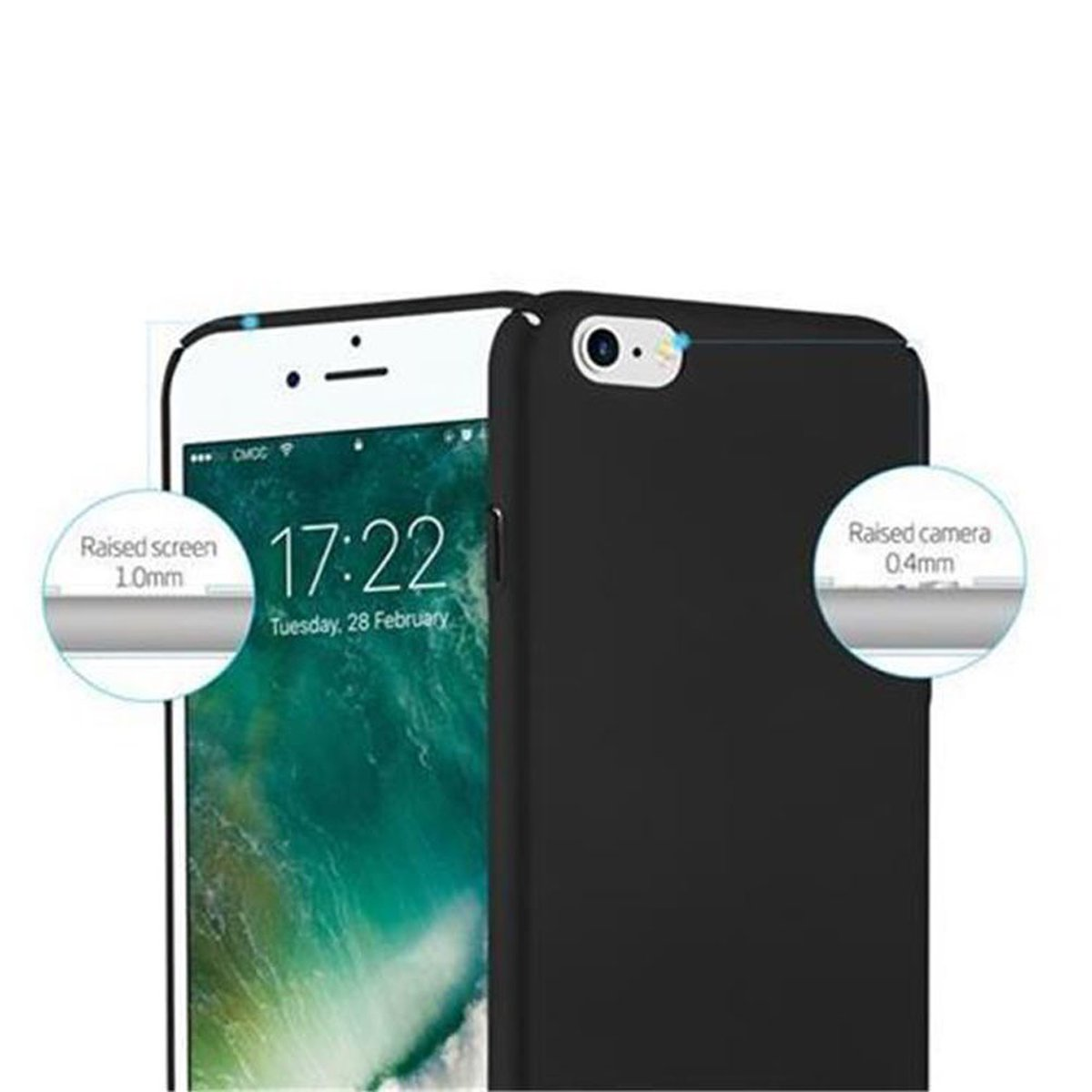 CADORABO Hülle im 6 Apple, iPhone Hard SCHWARZ Matt Style, METALL Case PLUS Backcover, Metall 6S PLUS, 