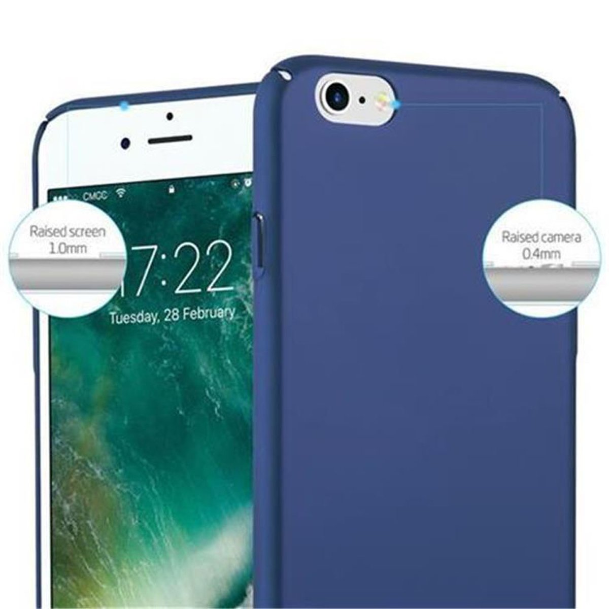 Hard iPhone METALL Backcover, Apple, BLAU / PLUS, 6 im Case 6S PLUS Metall Hülle CADORABO Style, Matt