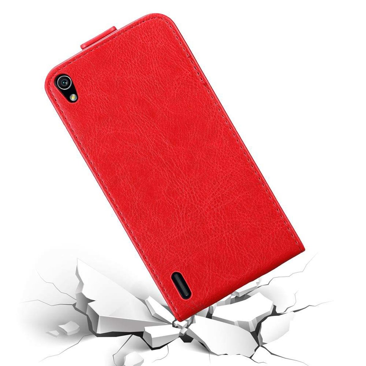 CADORABO Hülle im Flip Style, Flip APFEL Huawei, ASCEND Cover, ROT P7