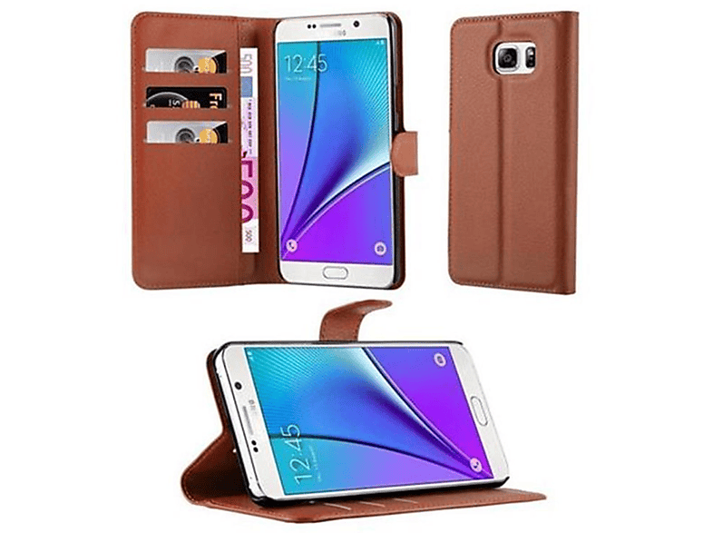 Hülle Samsung, Galaxy Standfunktion, Bookcover, 5, Book BRAUN CADORABO NOTE SCHOKO