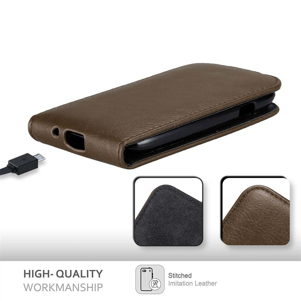 Hülle Cover, MINI, BRAUN CADORABO S3 Flip Flip Galaxy Style, im Samsung, KAFFEE