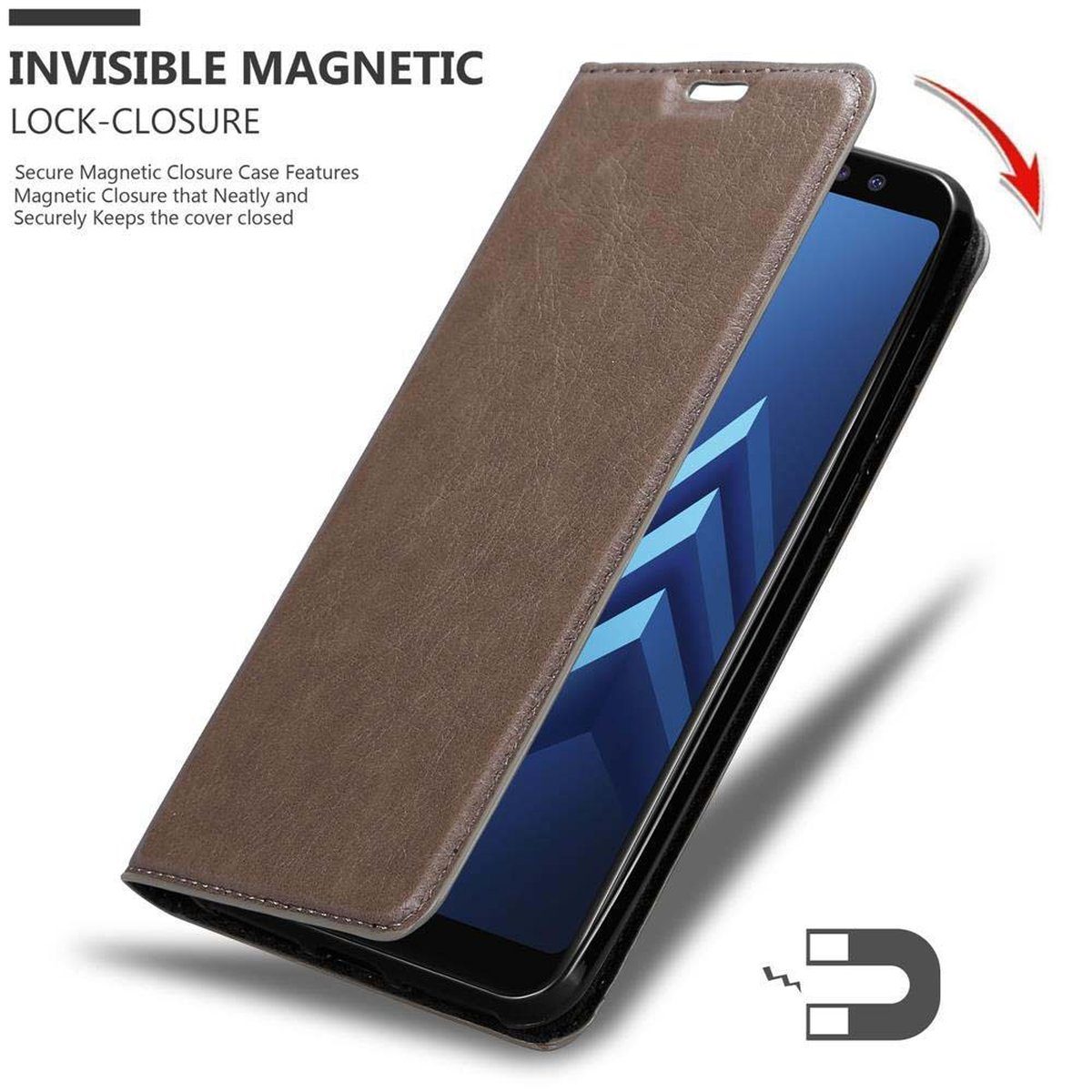 CADORABO Book Hülle Invisible Magnet, Galaxy Bookcover, KAFFEE Samsung, BRAUN A6 2018