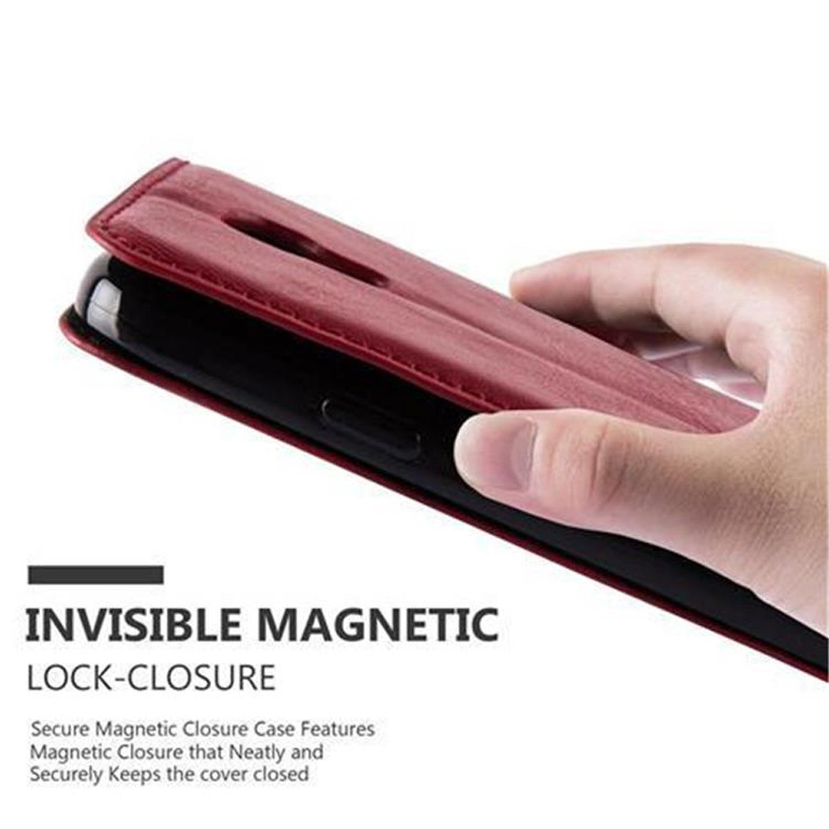Magnet, Bookcover, Invisible MINI, Book Hülle ROT Galaxy CADORABO Samsung, S4 APFEL