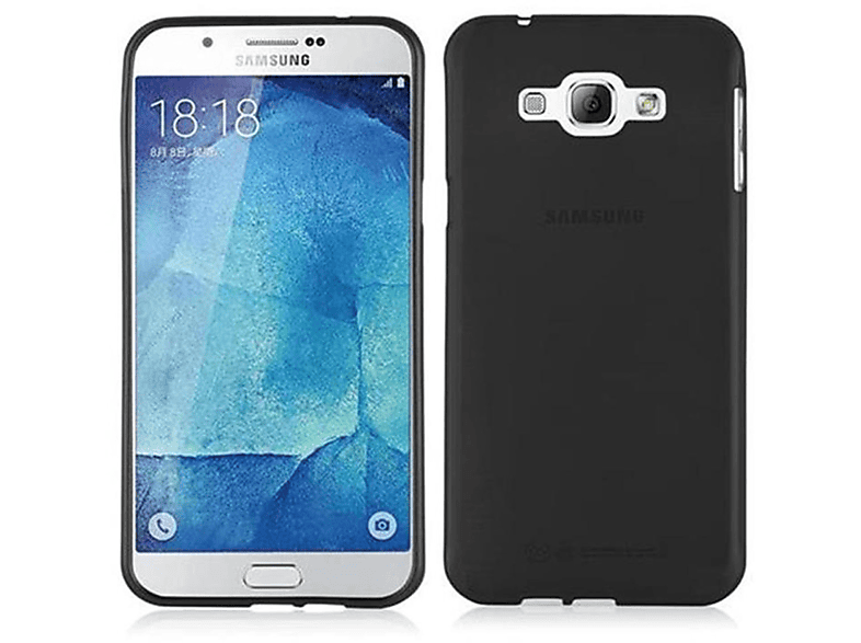 CADORABO TPU Brushed Hülle, SCHWARZ Samsung, A8 Galaxy 2015, Backcover