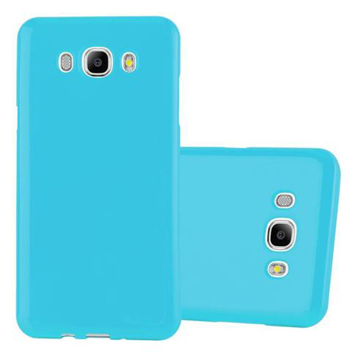 Fundas de teléfono celeste. Dos fundas, una con teléfono dentro.