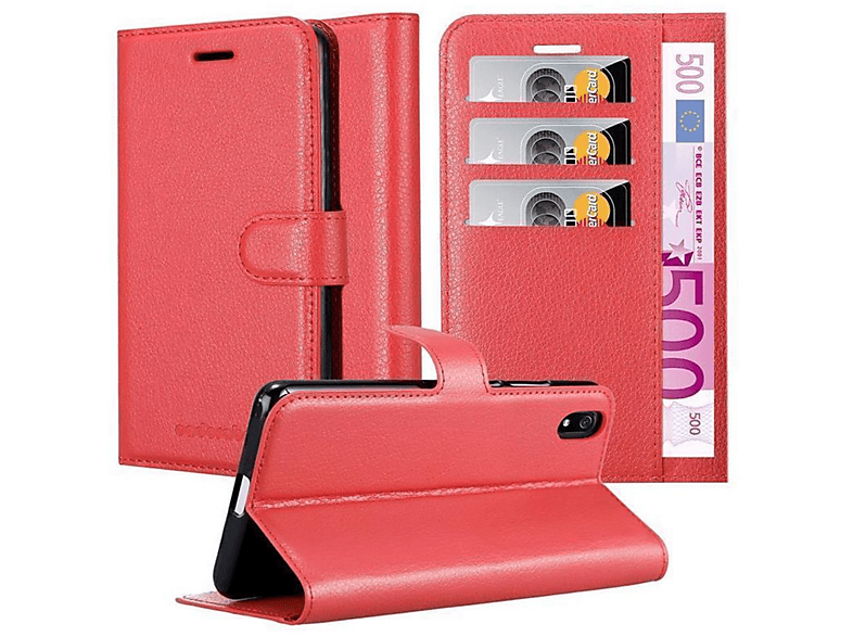 Xiaomi, ROT KARMIN RedMi Hülle CADORABO 7A, Book Standfunktion, Bookcover,