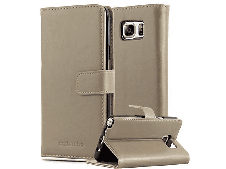 CADORABO Hülle Luxury Book Style, 5, NOTE Galaxy Samsung, BRAUN Bookcover, CAPPUCCINO
