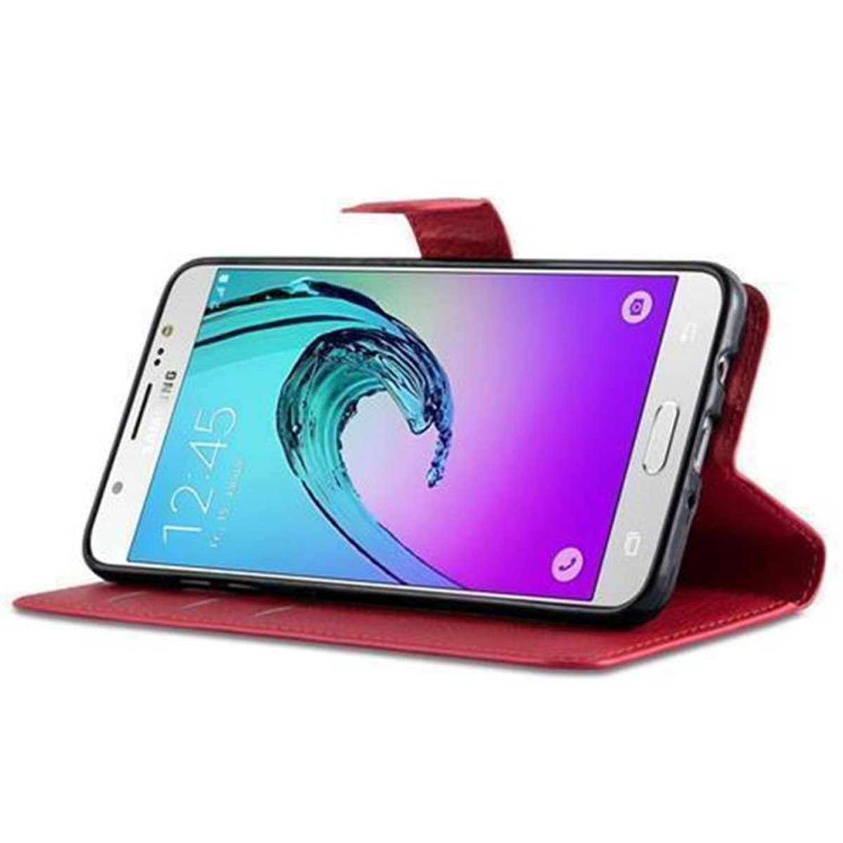 ROT Samsung, CADORABO Galaxy 2016, Bookcover, Book J7 KARMIN Hülle Standfunktion,