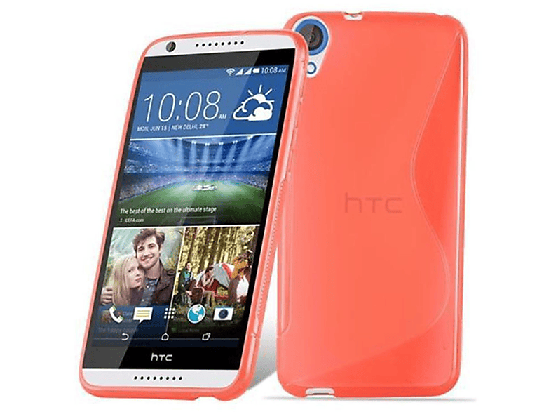 CADORABO TPU S-Line Handyhülle, Backcover, HTC, Desire 820, INFERNO ROT