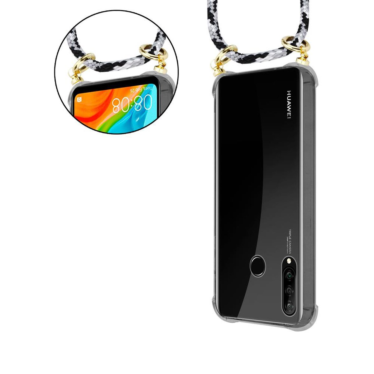 Kette CAMOUFLAGE CADORABO Kordel Handy abnehmbarer P30 Gold SCHWARZ Huawei, Ringen, mit Hülle, LITE, und Band Backcover,