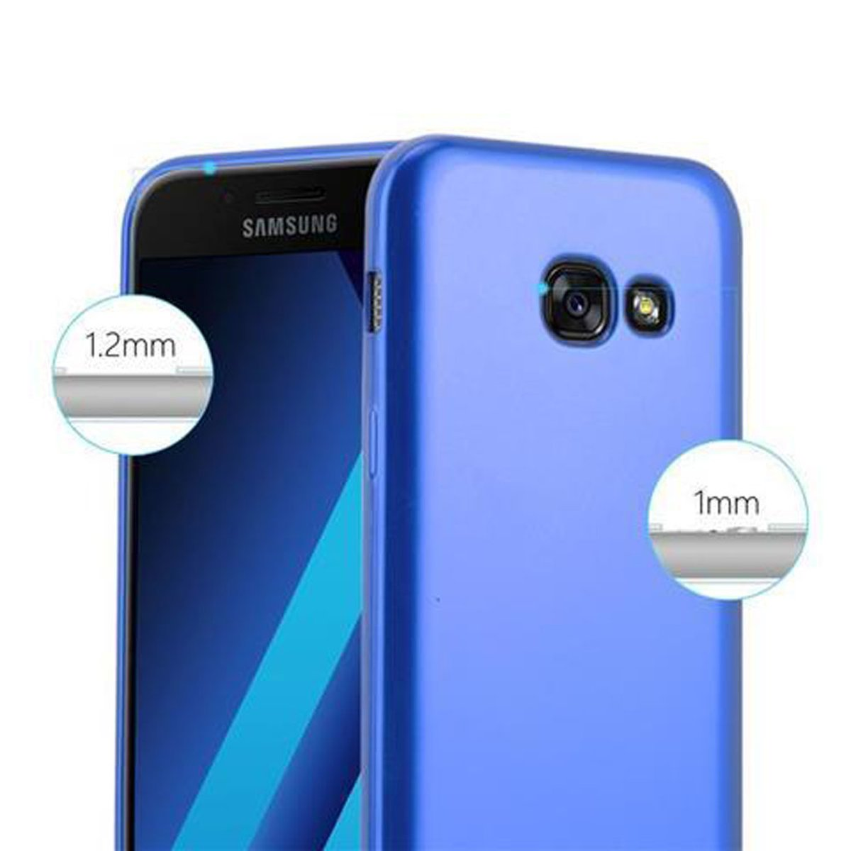 TPU Galaxy Samsung, 2017, METALLIC Metallic Matt Backcover, A5 CADORABO Hülle, BLAU