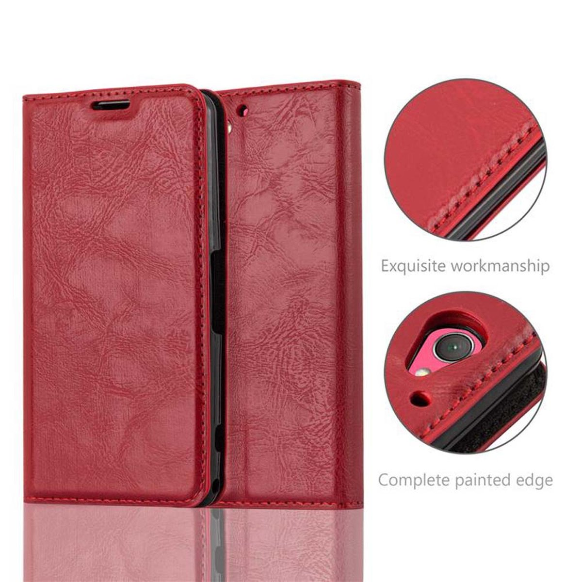 APFEL COMPACT, Magnet, Z2 Book Invisible Bookcover, Xperia Sony, ROT Hülle CADORABO