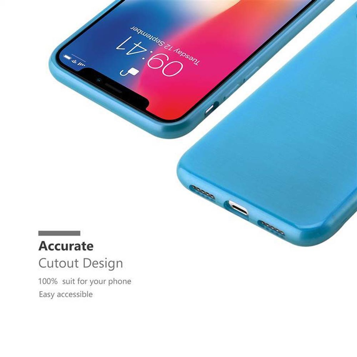 CADORABO TPU Brushed TÜRKIS Backcover, / Hülle, iPhone X XS, Apple