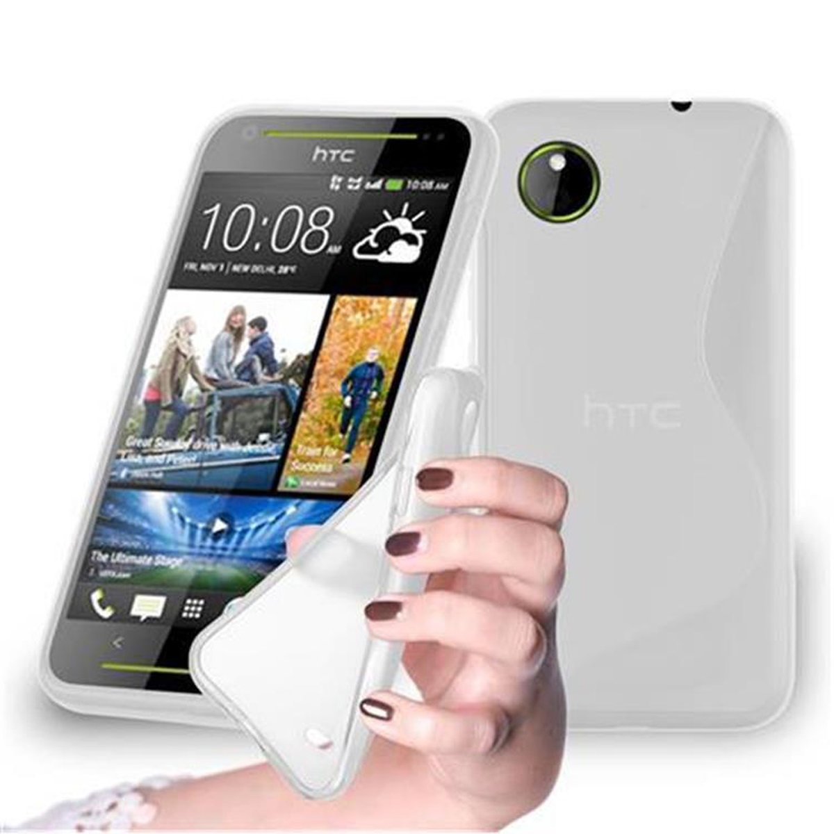 HALB Backcover, TPU Desire HTC, TRANSPARENT Handyhülle, S-Line 700, CADORABO