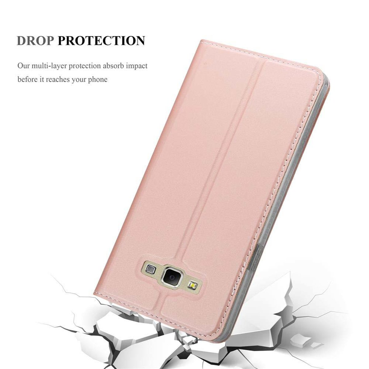 ROSÉ 2015, Samsung, Style, Classy Galaxy Book CLASSY CADORABO A7 Bookcover, GOLD Handyhülle