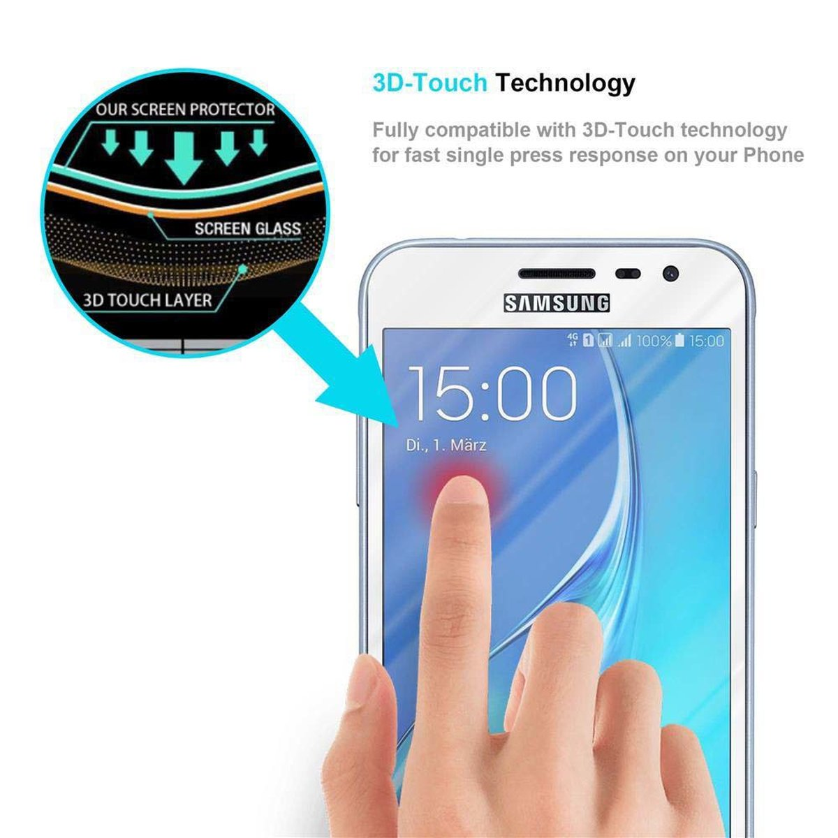 J3 Schutzglas voll CADORABO Galaxy 2016) Schutzfolie(für kelebend Samsung