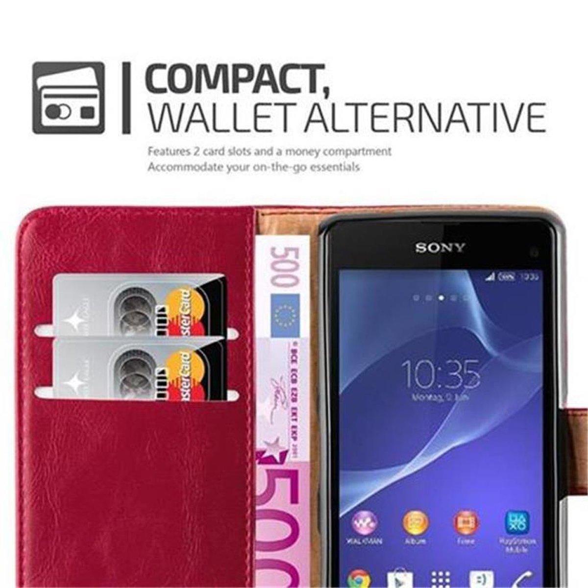 Style, Sony, Luxury Hülle WEIN Book COMPACT, Xperia Z1 ROT CADORABO Bookcover,