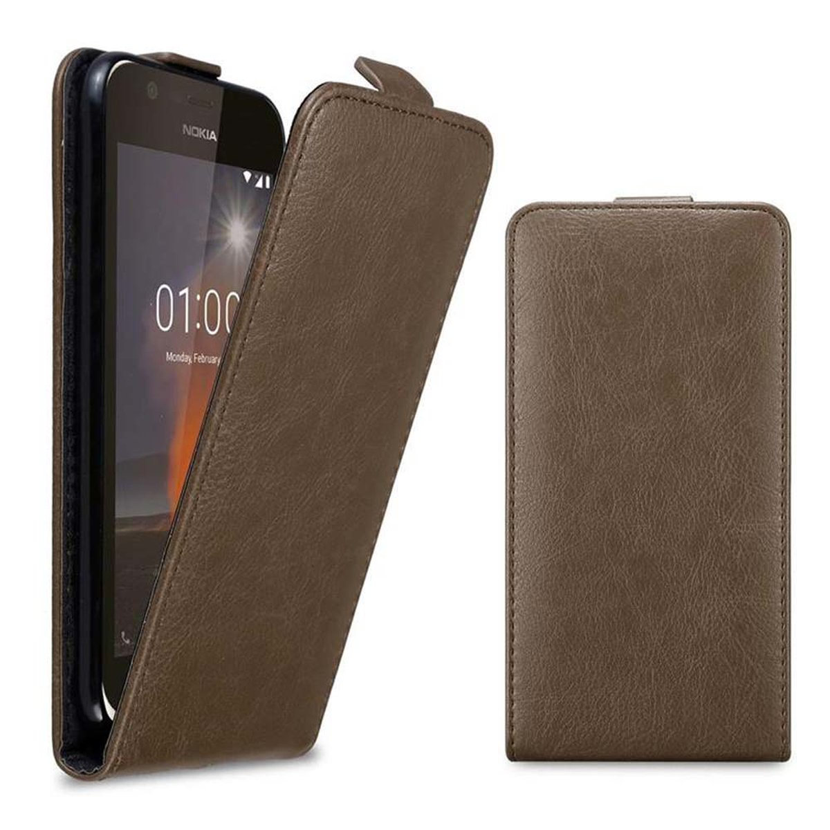 CADORABO Hülle im Flip Style, KAFFEE Flip Cover, Nokia, 1 2018, BRAUN