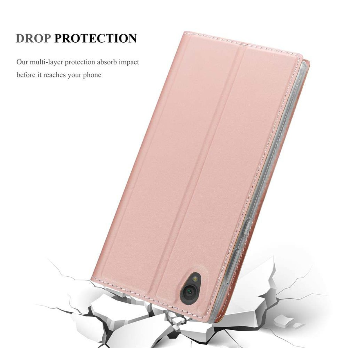 Classy L1, Bookcover, ROSÉ Style, GOLD Sony, CLASSY Xperia CADORABO Handyhülle Book
