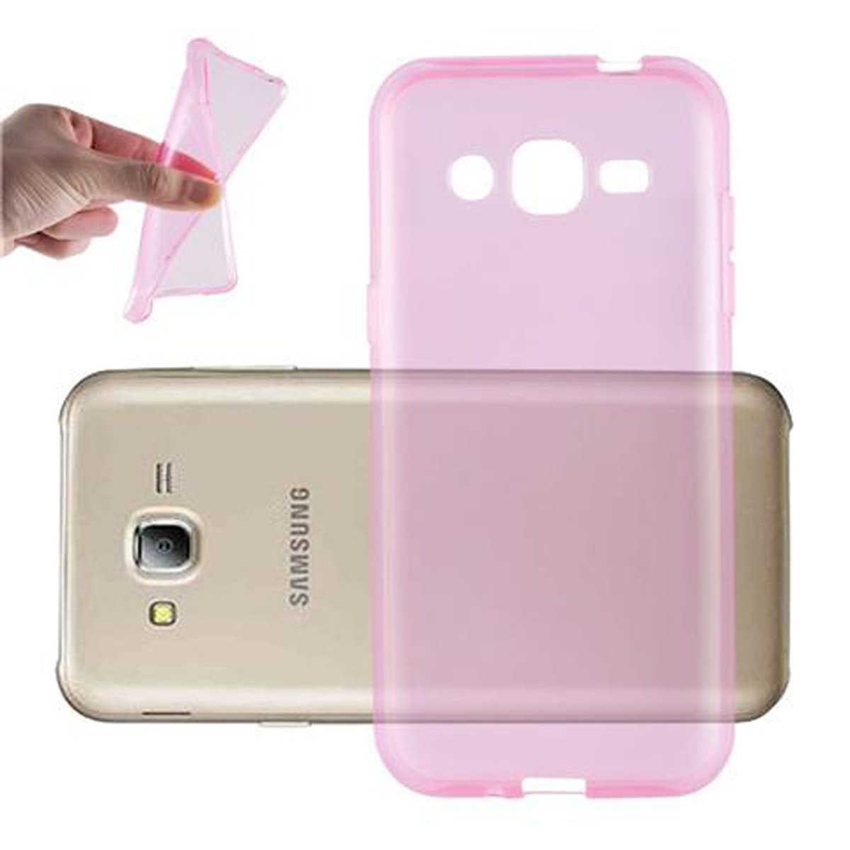 Slim CADORABO Galaxy 2015, PINK AIR Samsung, Schutzhülle, Ultra TRANSPARENT Backcover, J2 TPU