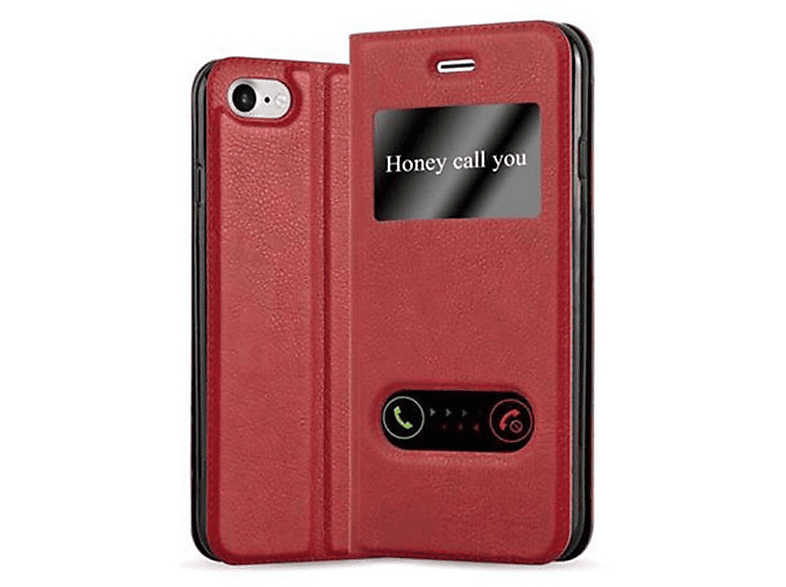 iPhone 7S SAFRAN ROT / / 8 Bookcover, Hülle, 2020, View Book / CADORABO SE 7 Doppelfenster Apple,