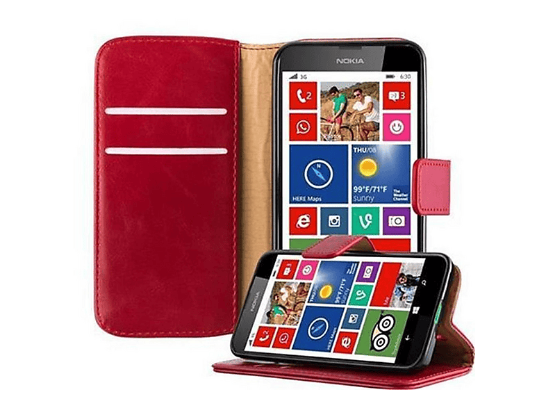 Handyhülle Für Nokia Lumia 520/521 In Bordeaux Lila – Mit Kartenfach & Standfunktion