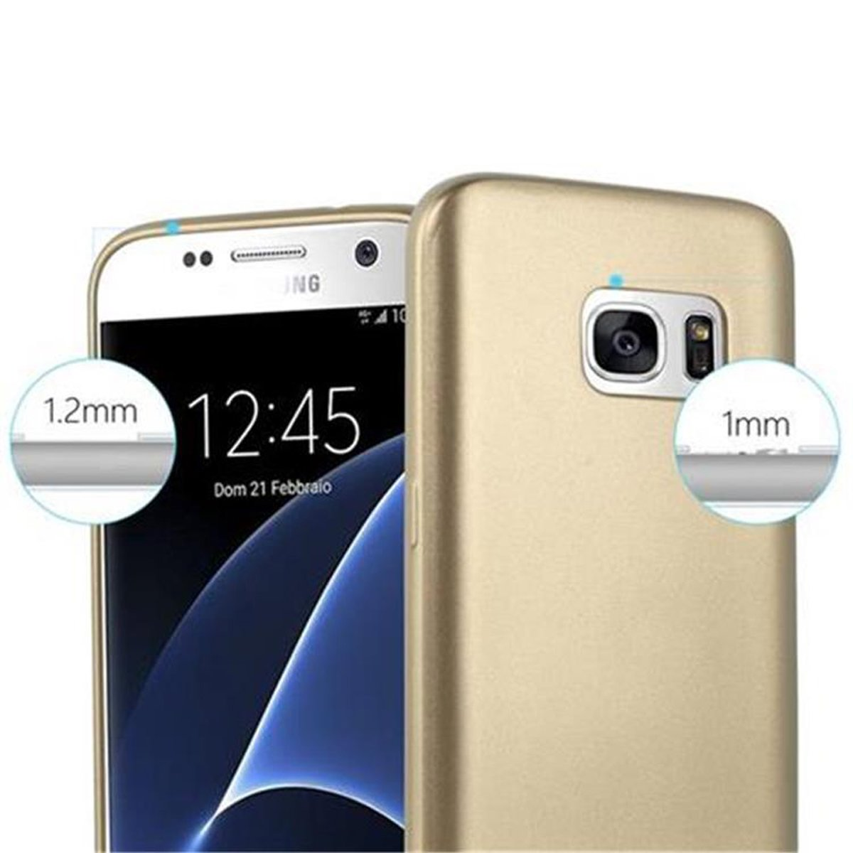 CADORABO TPU Matt Backcover, Galaxy Samsung, S7, Hülle, Metallic METALLIC GOLD