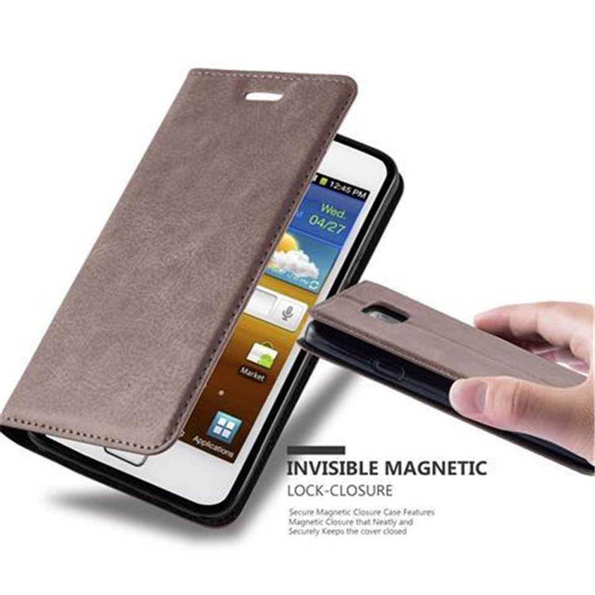 PLUS, Bookcover, Samsung, Book Magnet, S2 / Hülle BRAUN Invisible KAFFEE S2 Galaxy CADORABO