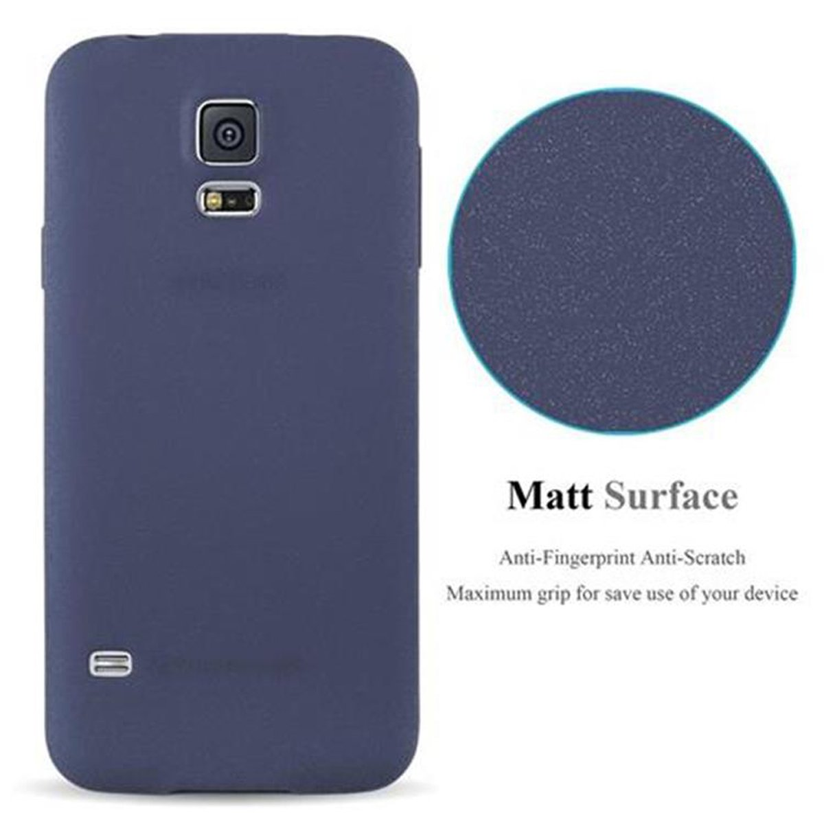 Backcover, BLAU S5 / NEO, Samsung, S5 Schutzhülle, CADORABO TPU FROST Frosted Galaxy DUNKEL