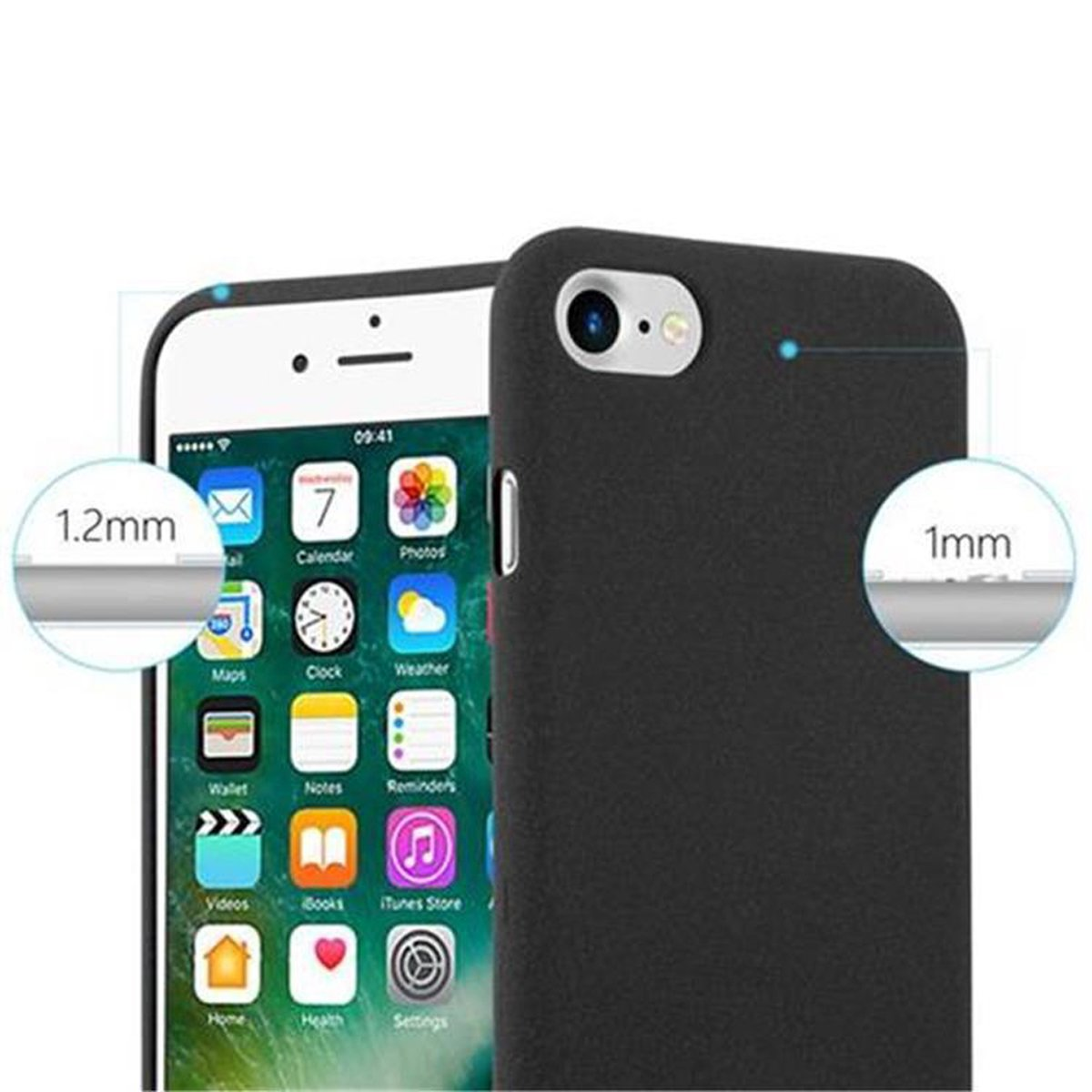 / 7S / 2020, SE iPhone Frosted CADORABO SCHWARZ Schutzhülle, 7 Apple, / FROST Backcover, 8 TPU
