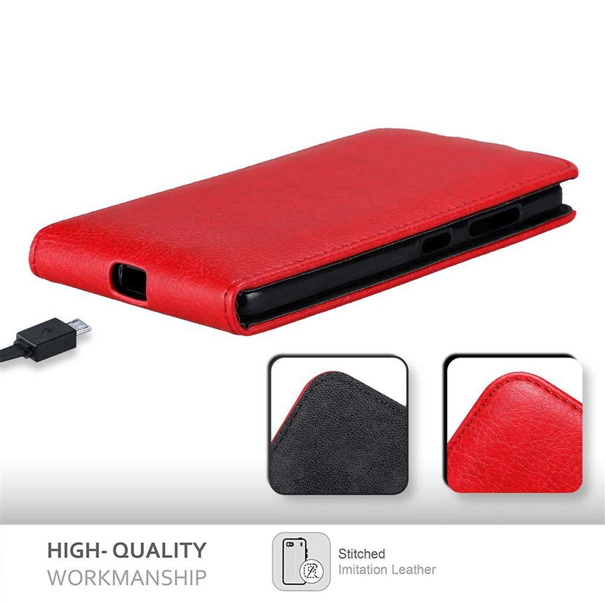 CADORABO Hülle im Flip Style, 650, Cover, Flip APFEL ROT Nokia, Lumia