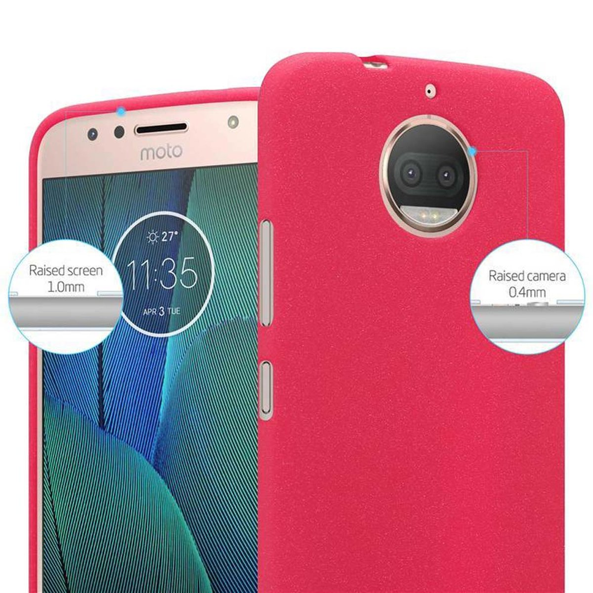 CADORABO TPU Frosted Motorola, G5S MOTO ROT PLUS, Backcover, FROST Schutzhülle